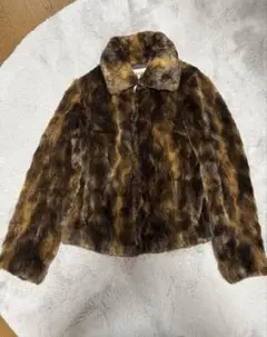 【MK MICHELKLEIN】フェイクファーブルゾン　ブラウン　38 お洒落