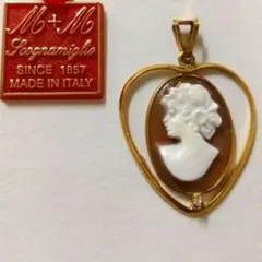 CAMEO カメオハート型 ペンダントトップK18刻印／サイン入り／イタリア製