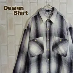 デザイン　シャツ　長袖　オンブレ　パープル　黒