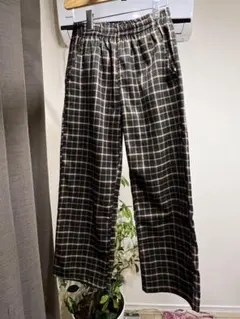 【レトロ・古着】90s~ チェック柄 ワイドストレートパジャマパンツ