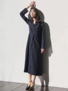 anuans ノースリーブワンピース サックス ツイストギャザーワンピース