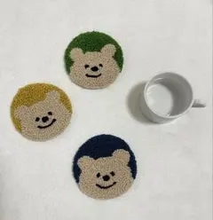 パンチニードル コースター ワッペン ミニラグ 刺繍 3枚セット - メルカリ
