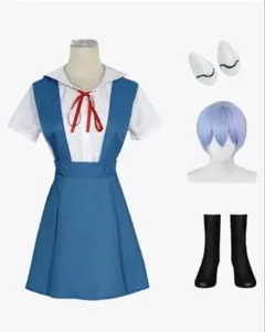 新世紀エヴァンゲリオン 綾波レイコスプレ衣装 M ウィッグ JK制服 夏服
