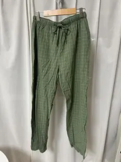 チェック柄パンツ グリーン L