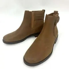 未使用級 Clarksブラウンレザー ショートブーツ サイドジップのサムネイル