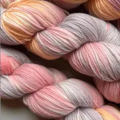 ソックヤーン 毛糸 3カセ 約300g 手染め 糸 オレンジ ピンク