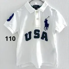 希少✨　ラルフローレン ポロシャツ USA ビッグポニー 白 4T 110