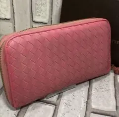【週末特価！】BOTTEGA VENETA ラウンドファスナー長財布 ピンク