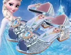 エルサ サンダル キッズ用 青 グリッター アナと雪の女王