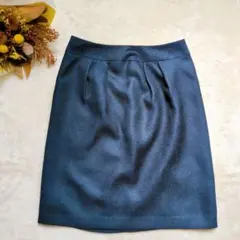 ANAYI 38 M ネイビー ひざ丈 スカート 紺 タック 上品 オフィスのサムネイル