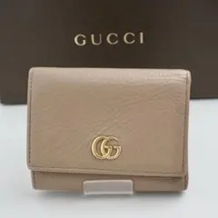 【未使用に近い】GUCCI GG マーモント　ロゴ　三つ折り　フラップ　スナップ