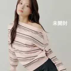 chico、新品未開封、ワンショルボーダーニット、サイズＦ