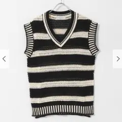 Vネックボーダーニットベスト UR Lab.　フリーサイズ