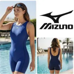 美品★MIZUNO ミズノ 競泳水着 ハーフスパッツ オールイン Ｌ ネイビー