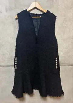 Apuweiser-riche ツイードペプラムミニワンピースジャンパースカート