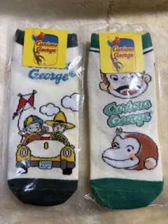 新品　おさるのジョージ靴下　のびのびソックス2足セットのサムネイル