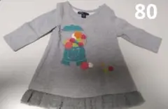 【美品】Baby GAP グレー 刺繍 ワンピース 80cm