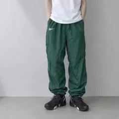 90s Reebok リーボック ナイロンパンツ バルーン 極太 グリーン L