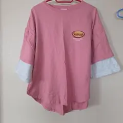 半袖Tシャツ ピンク レイヤード風