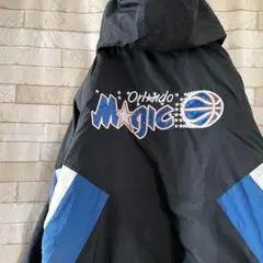 スターター ハーフジップ 中綿ジャケット NBA 刺繍 MAGIC 黒 紺 M