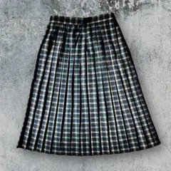 レトロ プリーツスカート タータンチェック ロングスカート