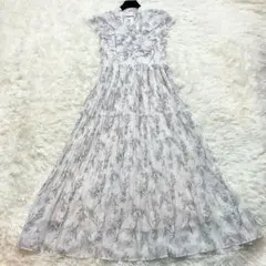 極美品 マーキュリーデュオ プリーツワンピース フリル フラワープリント M
