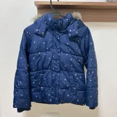 GAP KIDS ネイビー星柄 ファー付き 中綿コート 140cm