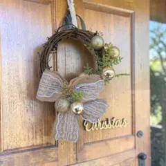 クリスマスリース 自然素材 ゴールド装飾