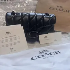【極美品】COACH キルティング チェーンショルダー ブラック タビー系