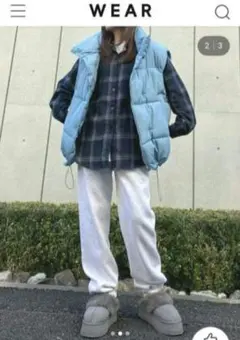 ANAP♡新品タグ付き♡フェイクダウンオーバーベスト♡ライトブルー♡フリー♡
