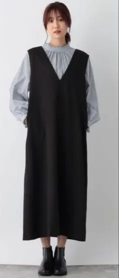 グローバルワーク　2wayネックジャンスカ　ブラック　フリー