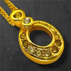 Dior ラインストーン チェーンネックレス CDロゴゴールド r8446