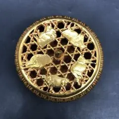銅 細工 鎏金五牛図薫香炉 茶道具 香道具 装飾品 工芸品 置物