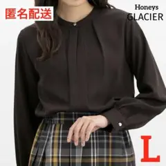 匿名配送 数回着用 L ハニーズ バンドカラーブラウス GLACIER