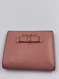 miumiu 折財布 マドラス レザー リボン ピンクのサムネイル