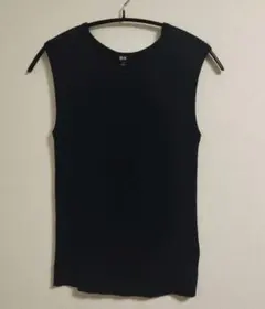 UNIQLO リブ編みノースリーブトップス Lサイズ 紺色