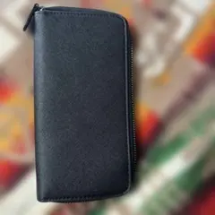 新品未使用品 ブラック 長財布 ダブルファスナー