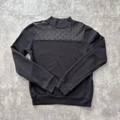 ハイネックドット柄スウェット ブラック