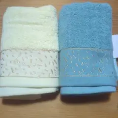 金色刺繍柄　フェイスタオル　2枚　セットのサムネイル