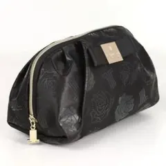 新品LANVIN collectionブラックバラ柄 リボン付きポーチ ブラックのサムネイル