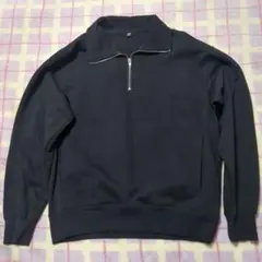 GU ヘビーウェイトスウェット ハーフジッププルオーバー ブラック S