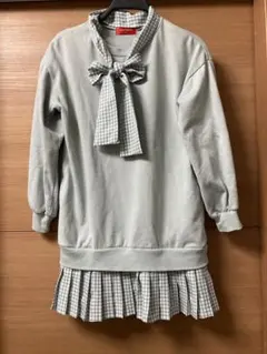 レピピアルマリオ ひだ付きスウェットワンピースM （140）リボン付き2way