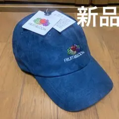 【新品】フルーツオブザルーム　ベースボールキャップ　スウェード革調　ロゴ刺繍