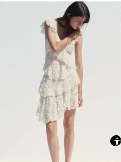 ZARA フリル付きレースワンピース