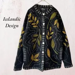 424 訳あり Icelandic Design 長袖 ニット 裏地付 銀ボタン