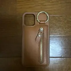iPhone 12pro ジッパー付きブラウン ケース