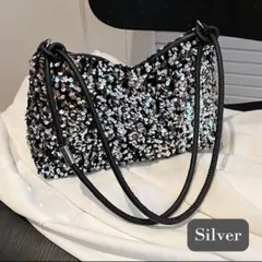 スパンコール ハンドバッグ 肩掛け シルバー 結婚式 謝恩会