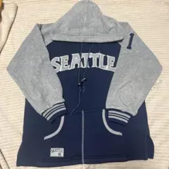 SEATTLE フード付きトレーナー ネイビー/グレー