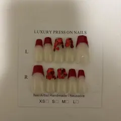 【現品】ハンドメイド/ネイルチップ/赤