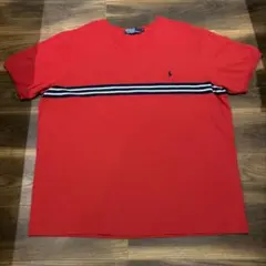 ラルフローレン Tシャツ 赤 XL ボーダー ポニー刺繍 ゆるだぼ 古着